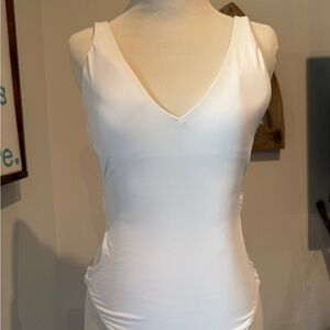 O'Neill White V-Neck One-Piece Swimsuit